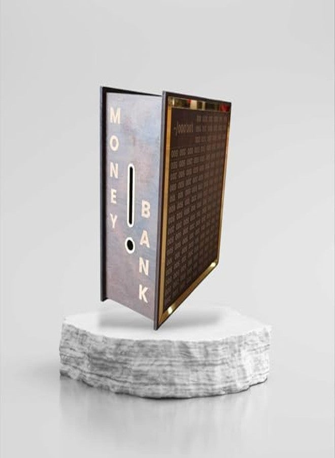 Drumstone 𝟓+𝟓 Year 𝐆𝐔𝐀𝐑𝐀𝐍𝐓𝐄 Wooden Money Saving Box for Adults & Kids with ₹1,00,000 Savings Tracker Smart Goal-Based Money Bank for Home & Office Secure Piggy Bank for Daily Savings Golden - Image 5